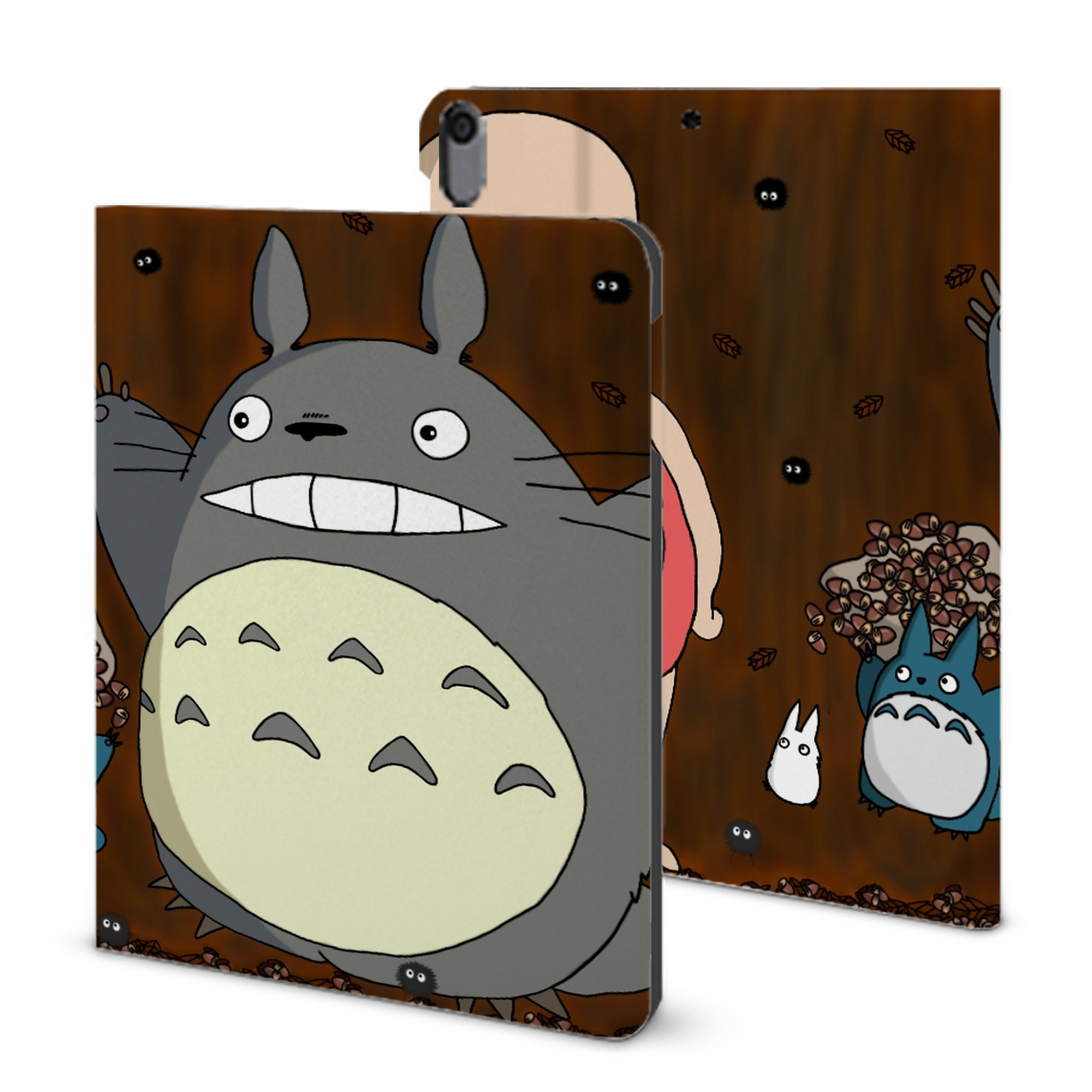 （画像用） となりのトトロ 草壁メイ 草壁サツキ My Neighbor Totoro Satsuki Kusakabe Mei Kusakabe IPad ケース ブック型 PUレザー TPU 耐衝撃 軽量 薄型 ペン収納なし 全面保護 IPad 各モデル対応
